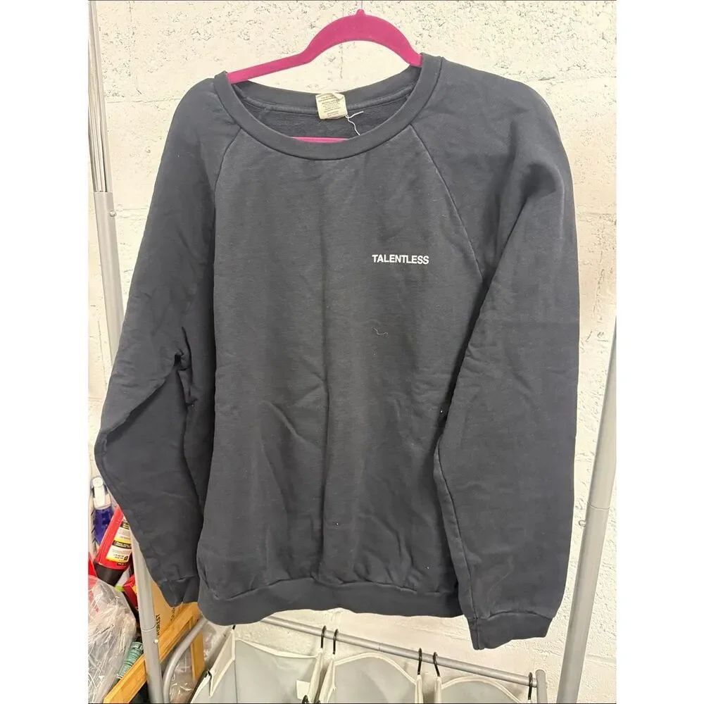 TALENTLESS Black Crewneck Sweatshirt with White Logo Size XL